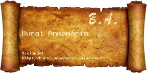 Burai Annamária névjegykártya